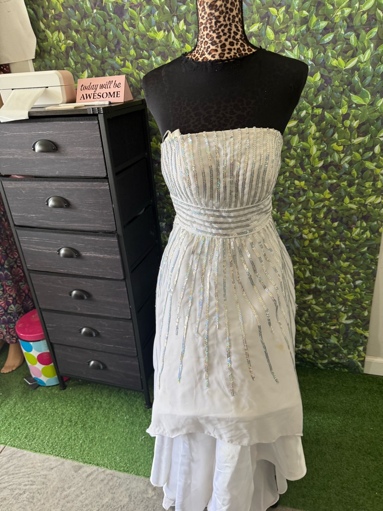 Strapless White Embellished Evening Dress Mp25